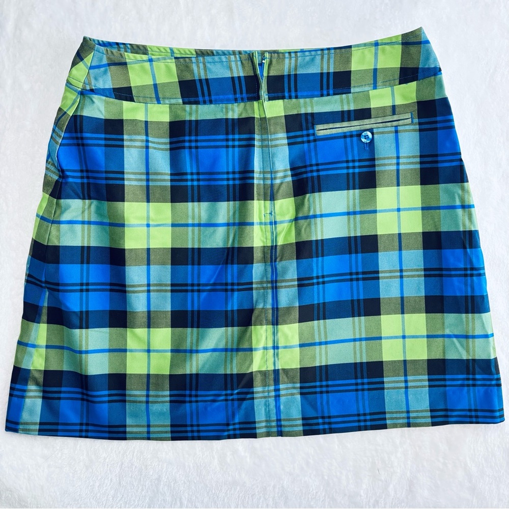 Lilly Pulitzer Plaid Golf Skort Blue and Lime Green Plaid 8 Medium - Picture 4 of 13